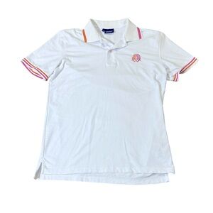 Maceoo mens 4 L Large white contrast collar cotton polyester blend polo shirt